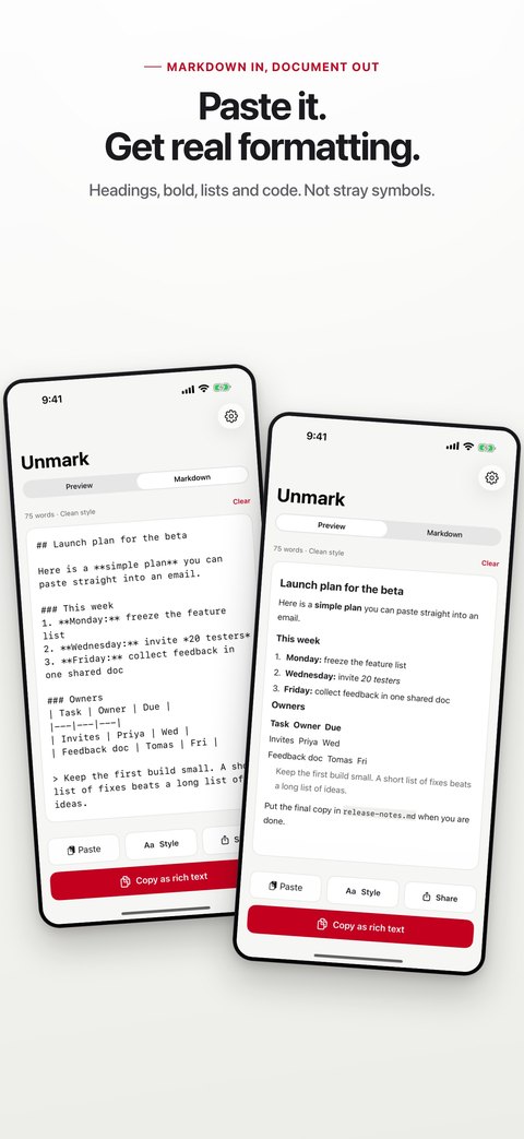 Convert Markdown into formatted text